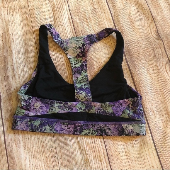 Lululemon Break Free Bra (Nulux) - Vivid Vision Multi Black / Black - Picture 2 of 5